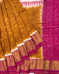 Pink & Rust Bandhani Patola Saree