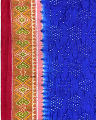 Red & Blue Bandhani Patola Saree