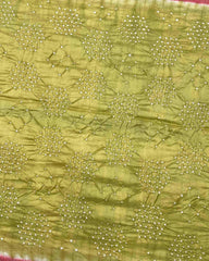 Red & Light Green Bandhani Patola Saree