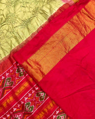 Red & Light Green Bandhani Patola Saree