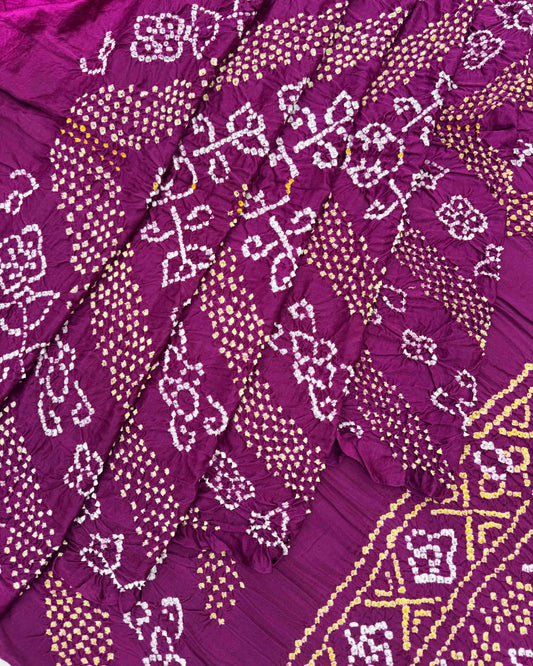 Purple Gaji Fancy Bandhani Saree