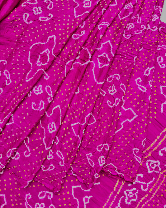 Pink Gaji Fancy Bandhani Saree