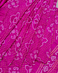 Pink Gaji Fancy Bandhani Saree