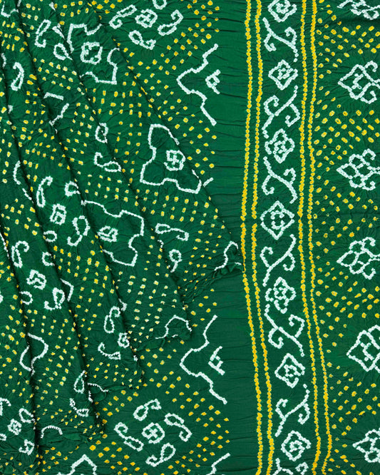 Green Gaji Fancy Bandhani Saree