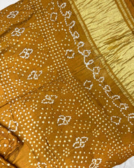 Mustard Yellow Modal Silk Bandhani Saree