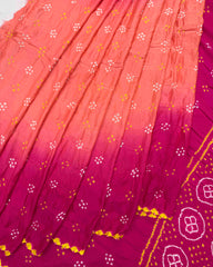 Pink & Peach Shaded Gaji Silk Bandhani Saree