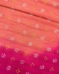 Pink & Peach Shaded Gaji Silk Bandhani Saree