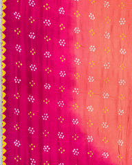 Pink & Peach Shaded Gaji Silk Bandhani Saree