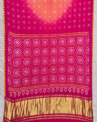 Pink & Peach Shaded Gaji Silk Bandhani Saree