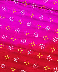 Red & Pink Shaded Gaji Silk Bandhani Saree