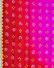 Red & Pink Shaded Gaji Silk Bandhani Saree