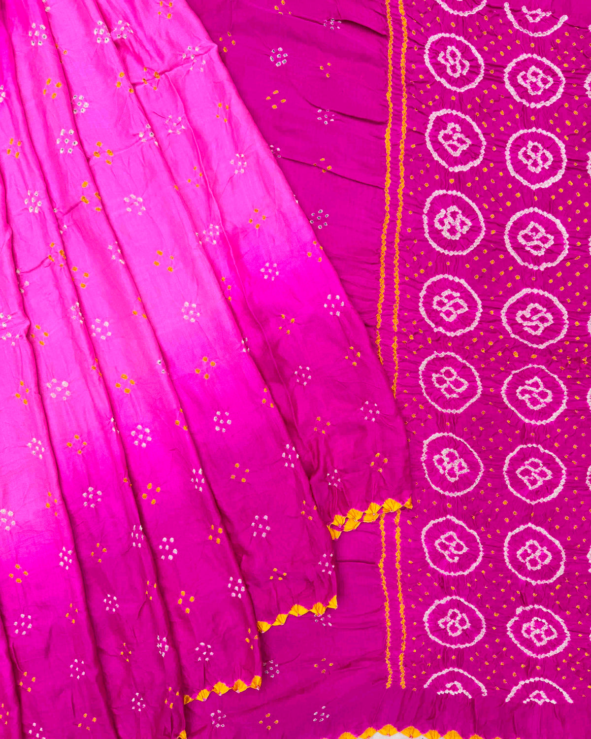 Pink Shaded Gaji Silk Bandhani Saree