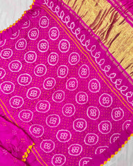 Pink Shaded Gaji Silk Bandhani Saree