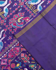 Purplish Blue Peacock Swan Figure Patola Saree