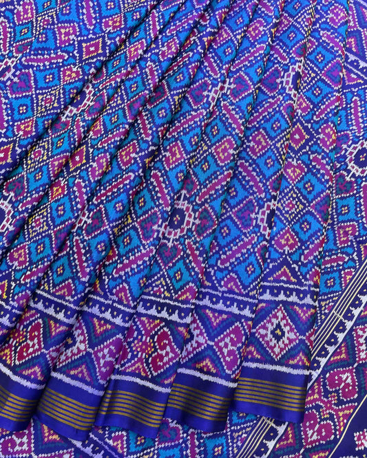 Blue & Sky Blue Manekchowk Patola Saree