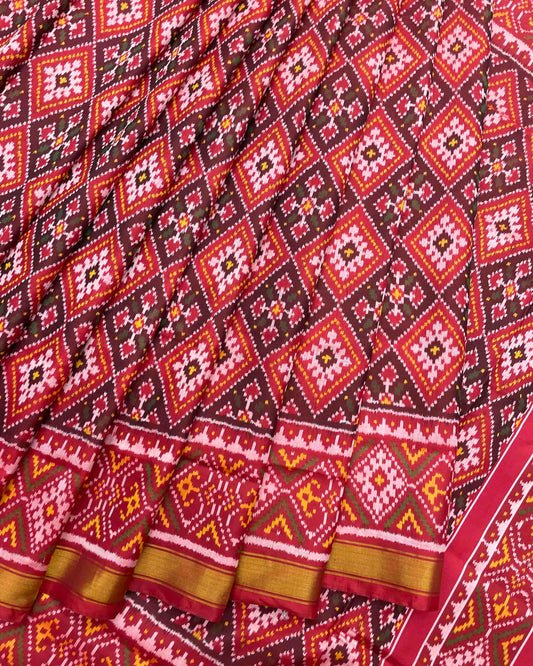 Red & Maroon Panchanda Patola Saree