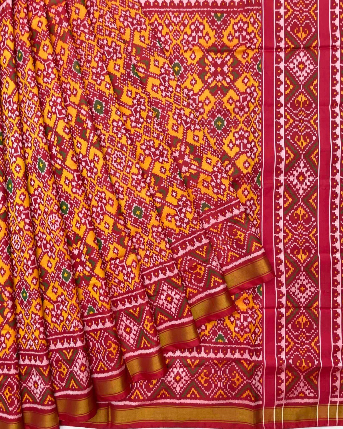 Red & Yellow Navratan Patola Saree