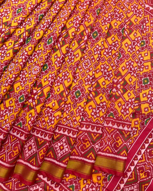 Red & Yellow Navratan Patola Saree