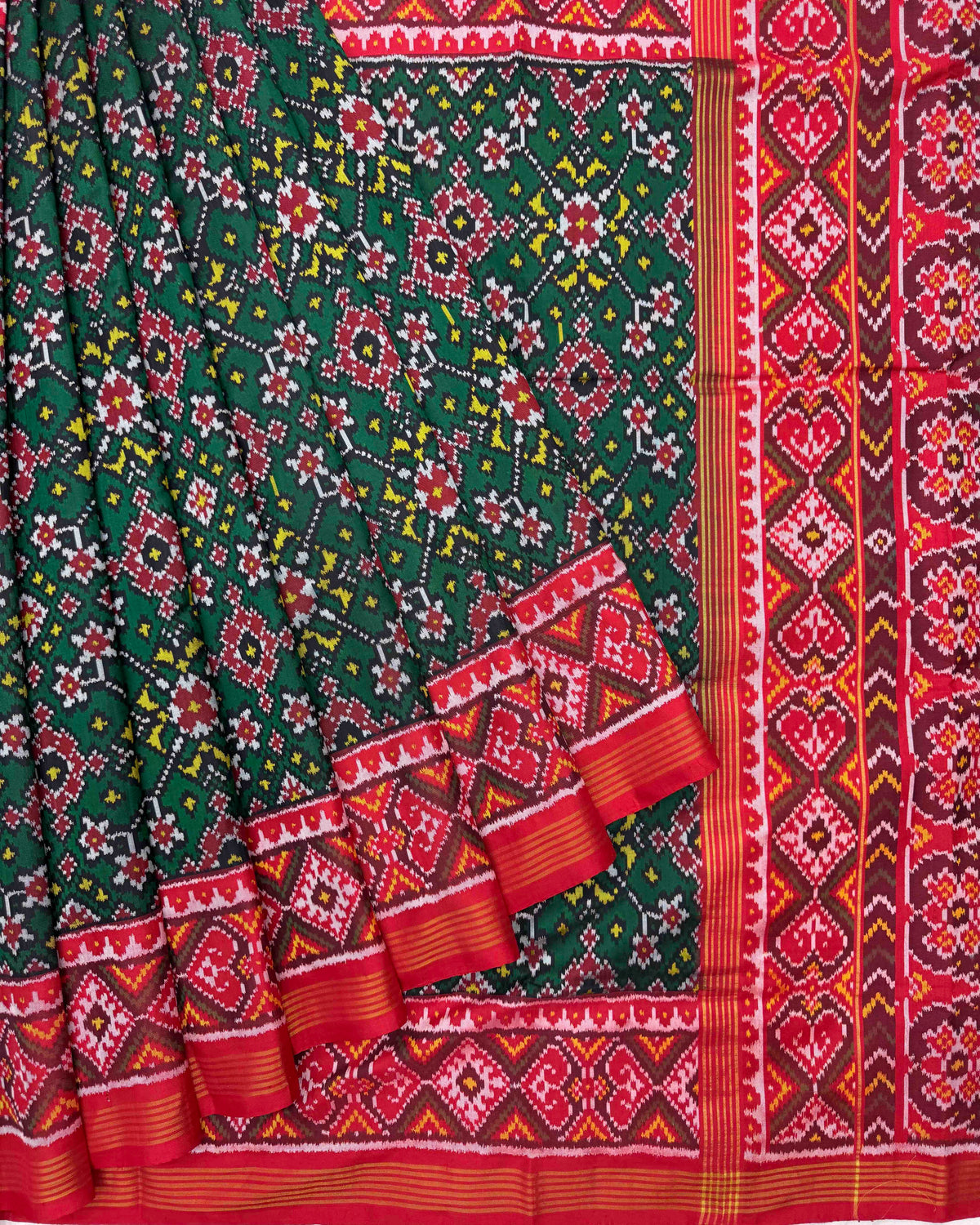 Red & Green Navratan Patola Saree