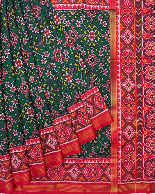 Red & Green Navratan Patola Saree