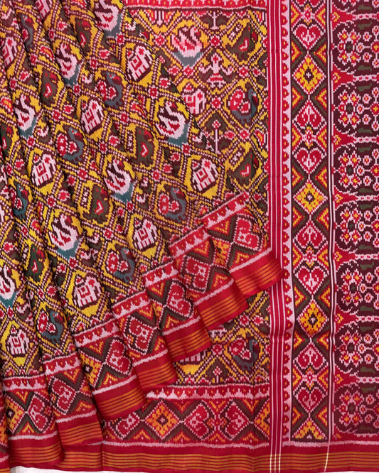 Red & Yellow Narikunj Patola Saree