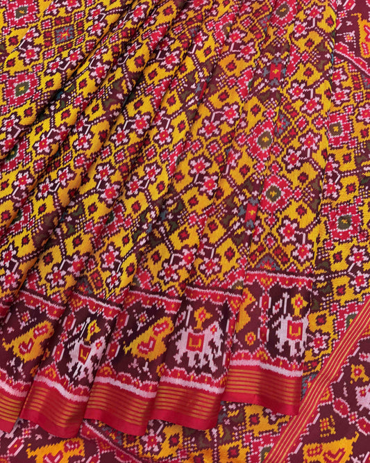 Red & Yeloow Navratan Patola Saree