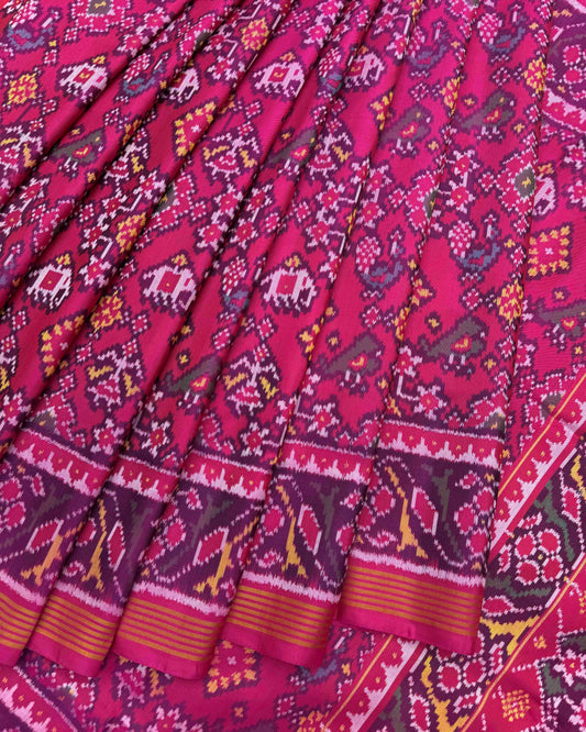 Pink Navratan Narikunj Mix Design Patola Saree