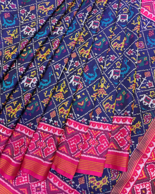 Pink & Blue Narikunj Patola Saree