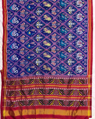 Red & Blue Narikunj Twill Patola Saree