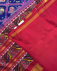 Red & Blue Narikunj Twill Patola Saree