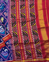 Red & Blue Narikunj Twill Patola Saree