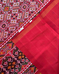 Red & White Navratan Twill Patola Saree