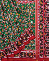 Red & Green Navratan Twill Patola Saree