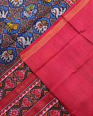 Red & Blue Small Narikunj Patola Saree