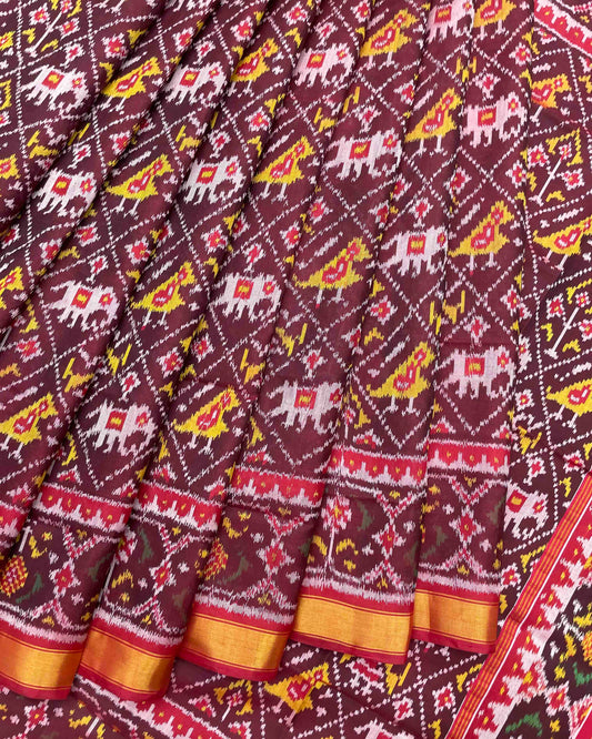 Red & Maroon Narikunj Patola Saree