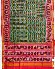 Red & Green Bottonful Design Patola Saree