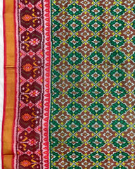 Red & Green Bottonful Design Patola Saree