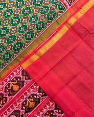 Red & Green Bottonful Design Patola Saree