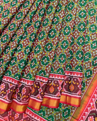 Red & Green Bottonful Design Patola Saree