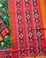 Red & Green Matka Flower Patola Saree