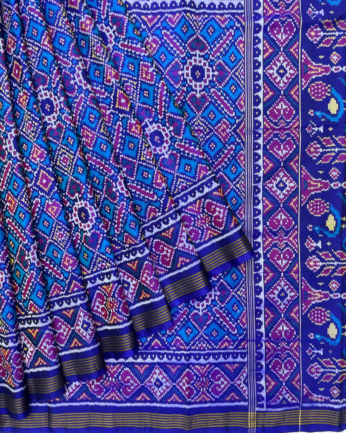 Blue & Sky Blue Manekchowk Patola Saree