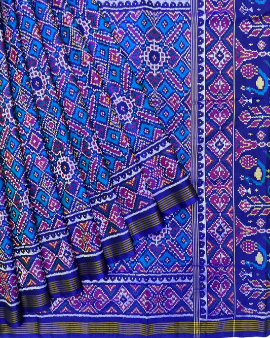 Blue & Sky Blue Manekchowk Patola Saree