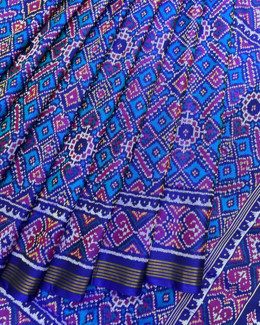 Blue & Sky Blue Manekchowk Patola Saree