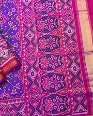 Pink & Purplish Blue Navratan Patola Saree