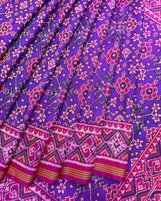 Pink & Purplish Blue Navratan Patola Saree