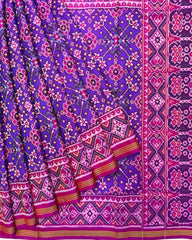 Pink & Purplish Blue Navratan Patola Saree