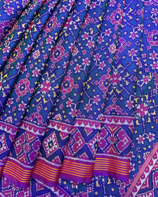 Purple & Turquoise Blue Navratan Patola Saree