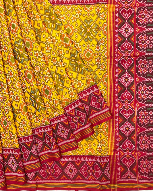 Red & Yellow Navratan Patola Saree