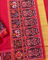 Red Plain Patola Saree