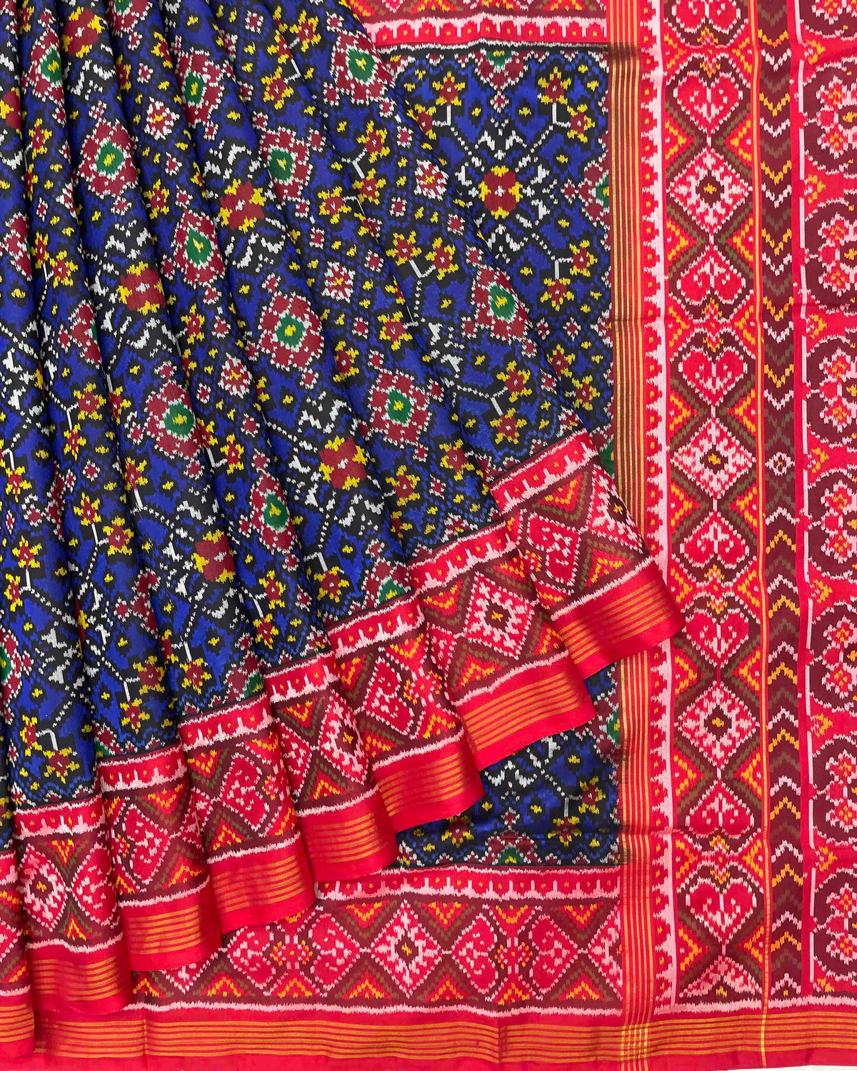 Red & Blue Navratan Patola Saree